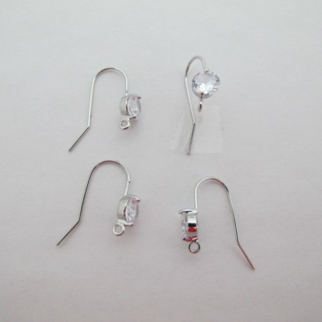 10 Crochets d'oreilles 23mm strass 6mm