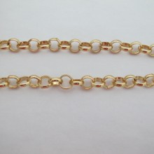 1 m Chaîne maille anneau 10x3mm doré à l'or fin