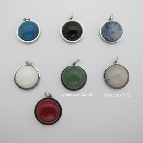 5 pcs Pendentif pierre acier inoxydable 14 mm