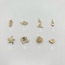 10 pcs pendentif théme marin Doré à l'or fin