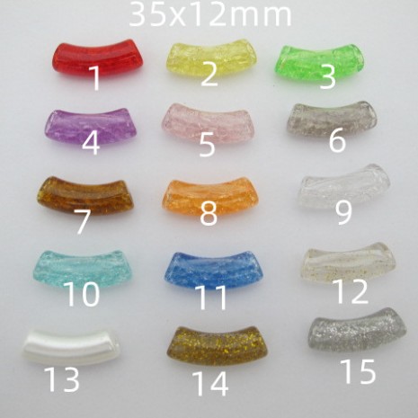 50 Pcs Perles Tubes 12x35mm Acryliques