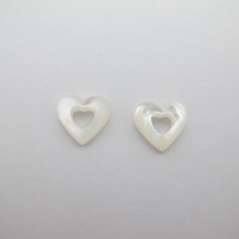 4 Pcs Perles coeur 11x12mm en nacre