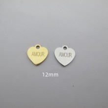 10 pcs Pendentifs coeur En Acier Inoxydable