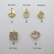 2 pcs Glass strass pendants Stainless Steel