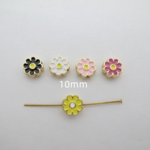 20 pcs Metal Enamelled Flower Beads