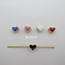 20 pcs Metal Enamelled Heart Beads