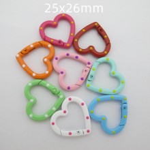 20 pcs Enamelled heart metal key rings