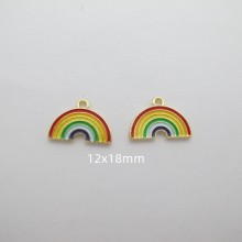 10 Enamelled Rainbow Metal Pendants