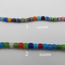 Millefior glass tube beads - 42cm strand