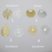 10 pcs pendentifs laser cut en inox doré