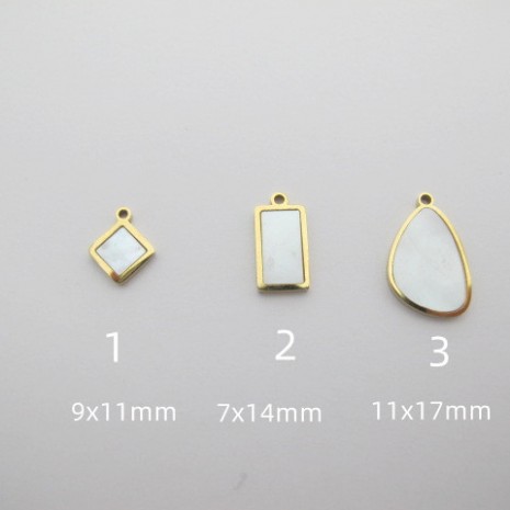 Mother Of Pearl Stainless Steel Pendant X5 Pcs