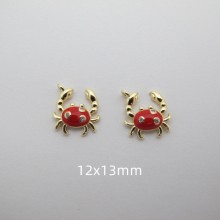 10 pendentifs crabes Doré à l'or fin