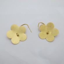 Boucles D'oreilles Fleur Dorée en Acier Inoxydable