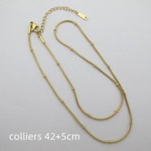 colliers serpentine 1.2mm avec perles acier inoxydable