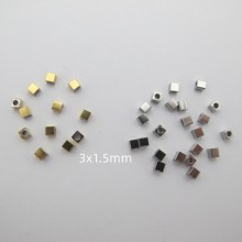 100 pcs cube beads 3x3x1.5 mm stainless steel