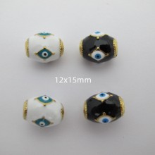 2 pcs enamelled beads stainless steel eye