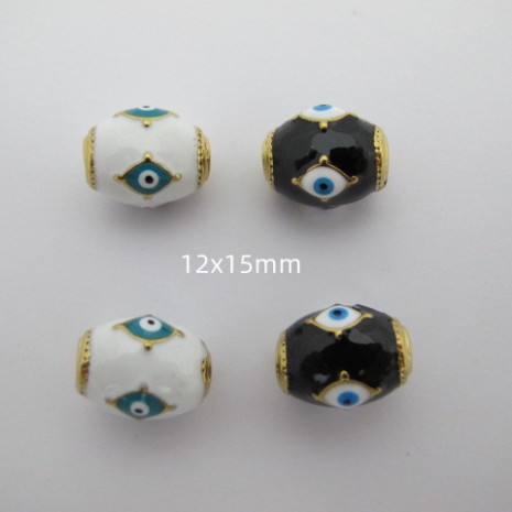 2 pcs enamelled beads stainless steel eye