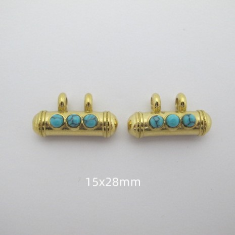 2 pcs Pendant Amulet stone gold stainless steel