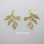 2 pcs Pendentif feuilles inox doré