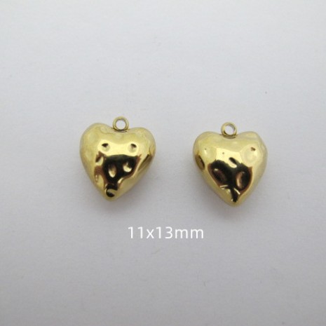 4 pcs Pendentif coeur en inox doré