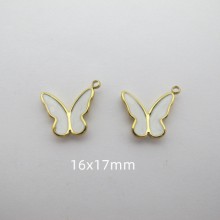 4 pcs pendentif à breloques papillon émaillés en acier inoxydabl