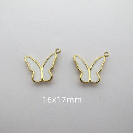 4 pcs pendentif à breloques papillon émaillés en acier inoxydabl