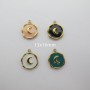 4 pcs pendentif rond émaillés lune en acier inoxydabl