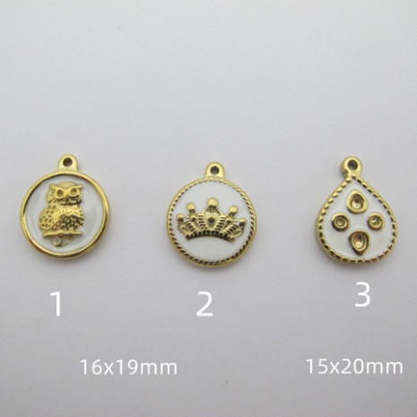 4 pcs pendentifs émaillés en acier inoxydabl