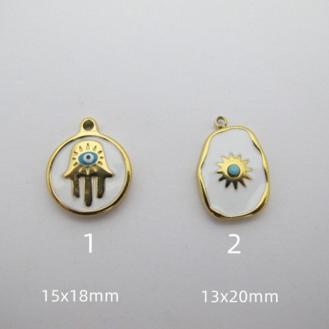 4 pcs enamelled stainless steel pendants