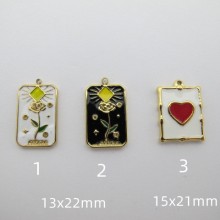 4 pcs pendentifs émaillés en acier inoxydabl