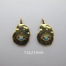 2 pcs pendentifs oeil en acier inoxydabl