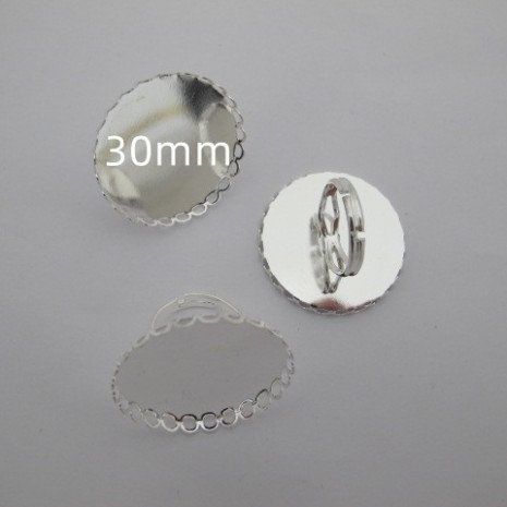 20 pieces Ring with serrated edge, cabochon 30 mm