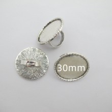 Metal ring holders for cabochons 30mm - 10 pcs