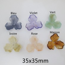 20 Pcs Pendentifs Acryliques En Pétale de Fleur 35x35mm