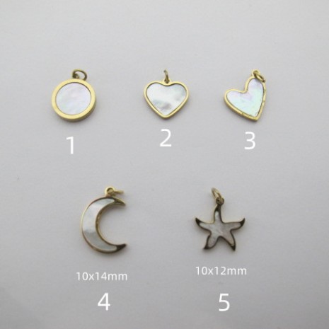 10 pcs Pendentif nacre naturelle En Acier Inoxydable