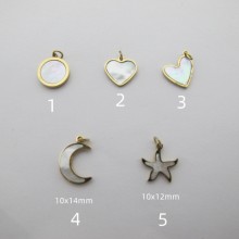 10 pcs Mother-of-pearl Pendant Stainless Steel