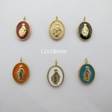 10 pcs Enamelled Virgin Stainless steel pendants gold plated