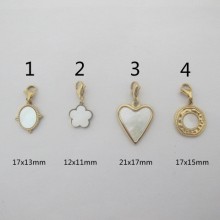 2 Pcs Charms Collection Mother of Pearl in Stainless Steel