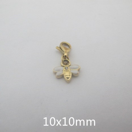 2 Pcs Charms Abeilles émaillées en acier inoxydable