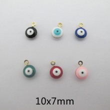 20 Pcs Pendentifs Oeil émaillés Doré En Acier Inoxydable