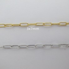 10 mts Paper clip chain 3x7mm stainless steel