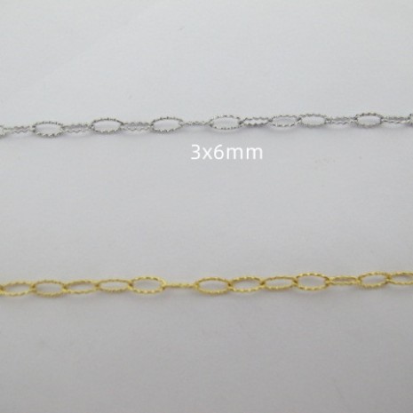 10 mts Oval ribbed stainless steel chain