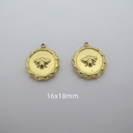 2 pcs Bee Charms Stainless Steel