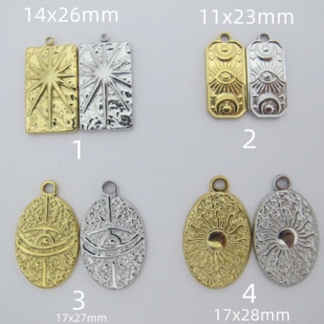 10 pcs Medal Pendants Stainless Steel