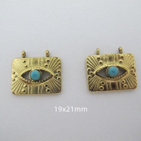 2 pcs Pendant Amulet stone gold stainless steel