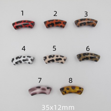 50 pcs Tube Beads Leopard12x35mm acrylic