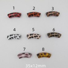 50 pcs Tube Beads Leopard12x35mm acrylic