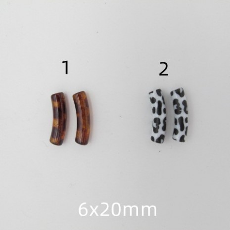 50 Pcs Tube Beads Leopard 6x20mm Acrylics