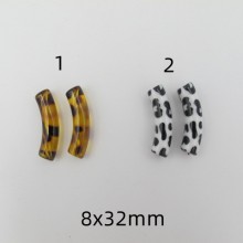 50 Pcs Tube Beads Leopard 8x32mm Acrylics