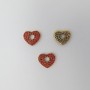 4 pcs Heart pendant with rhinestones in gold-plated stainless steel